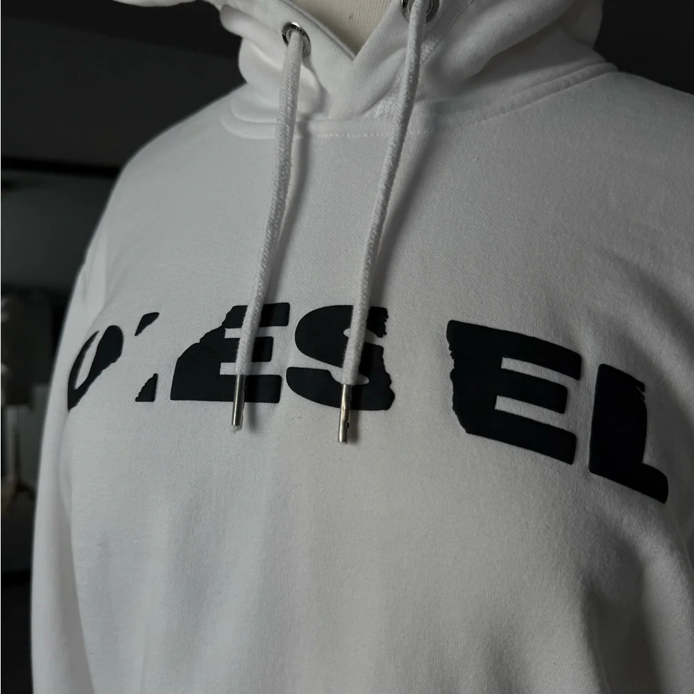 Diesel White Hoodie with Black Logo - Picture 5 of 12